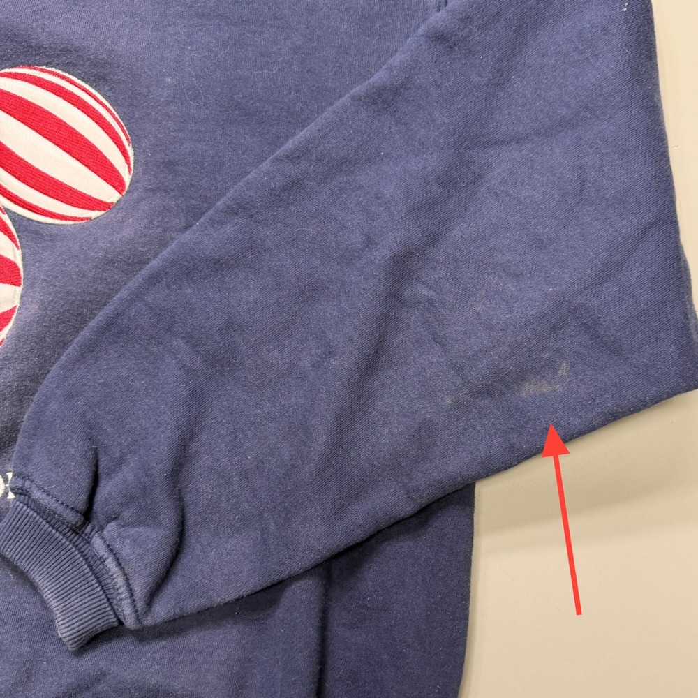 Disney World Mickey Mouse American Flag Sweatshirt Pullover Navy Blue Adult XL - Picture 9 of 10
